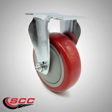 Service Caster 4 Inch SS Red Polyurethane Wheel Rigid Top Plate Caster SCC-SS20R414-PPUB-RED